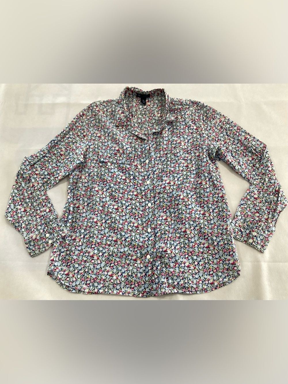 GAP Men's Multicolor Floral Button-Down Shirt — White, Blue, Pink size M #35